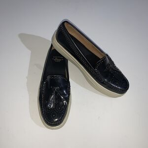 G.H. Bass & Co Shoes Womens 6.5 Black Leather Tassel Loafer Platform EU 37